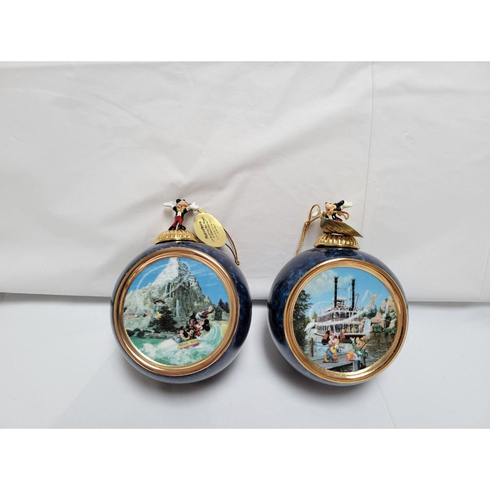 Disney Porcelain Ornaments Celebrating Magic of Disneyland Mickey & Minnie#68983